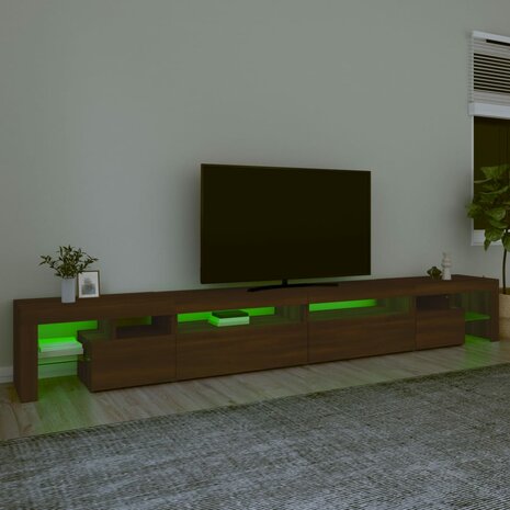 Tv-meubel met LED-verlichting 290x36,5x40 cm bruin eikenkleur 4