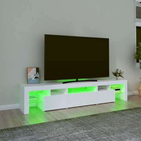 Tv-meubel met LED-verlichting 200x36,5x40 cm wit 4