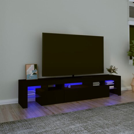 Tv-meubel met LED-verlichting 200x36,5x40 cm zwart 1