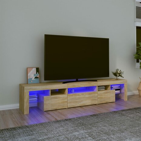 Tv-meubel met LED-verlichting 200x36,5x40cm sonoma eikenkleurig 1