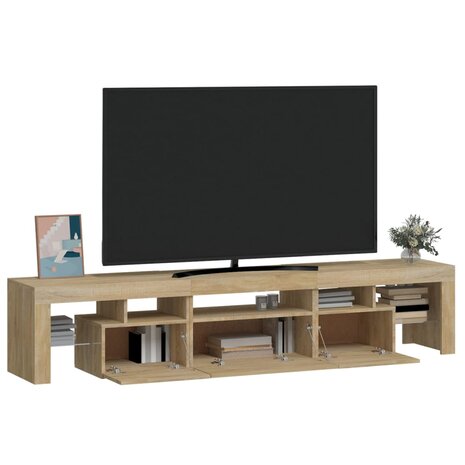 Tv-meubel met LED-verlichting 200x36,5x40cm sonoma eikenkleurig 6