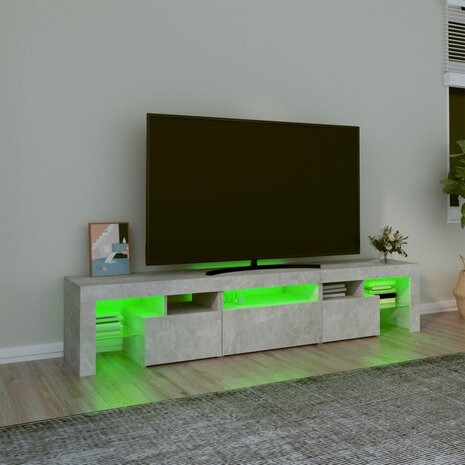 Tv-meubel met LED-verlichting 200x36,5x40 cm betongrijs 4