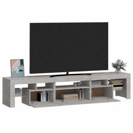 Tv-meubel met LED-verlichting 200x36,5x40 cm betongrijs 6