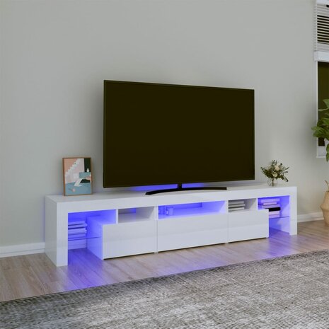 Tv-meubel met LED-verlichting 200x36,5x40 cm hoogglans wit 1