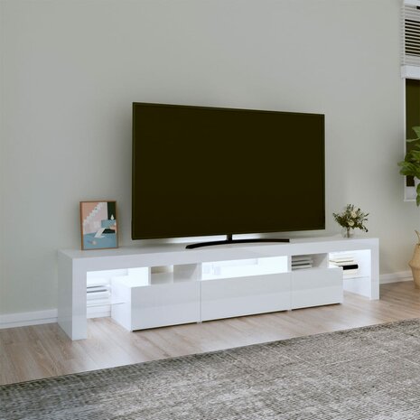 Tv-meubel met LED-verlichting 200x36,5x40 cm hoogglans wit 3