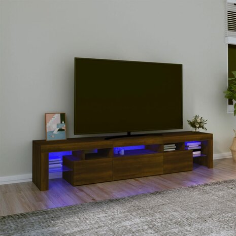 Tv-meubel met LED-verlichting 200x36,5x40 cm bruin eikenkleur 1