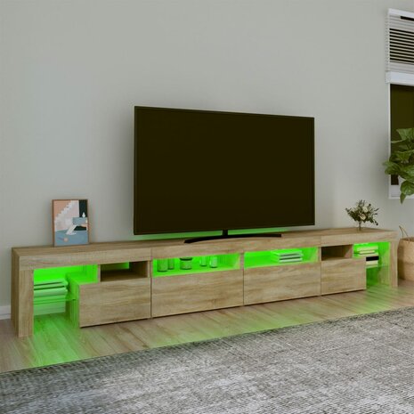 Tv-meubel met LED-verlichting 260x36,5x40cm sonoma eikenkleurig 4