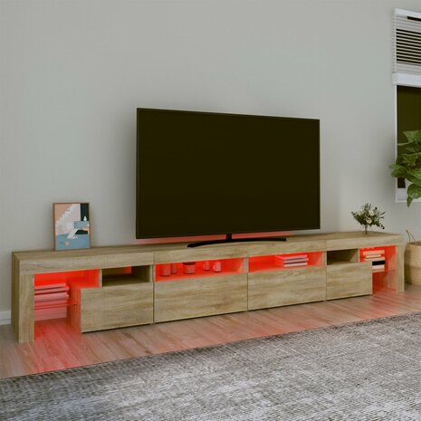 Tv-meubel met LED-verlichting 260x36,5x40cm sonoma eikenkleurig 5