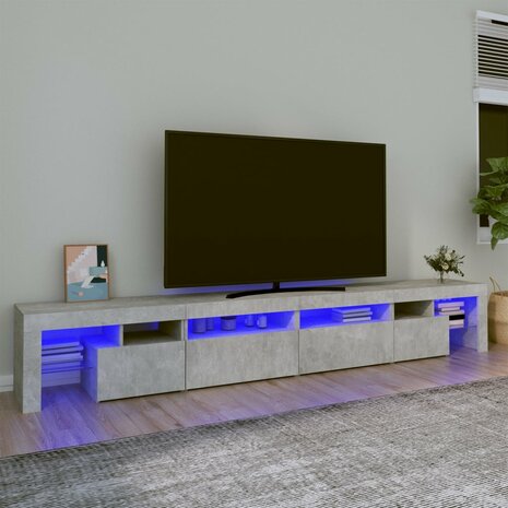 Tv-meubel met LED-verlichting 260x36,5x40 cm betongrijs 1