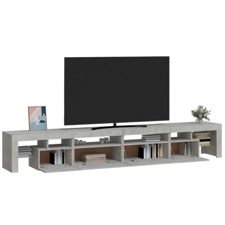 Tv-meubel met LED-verlichting 260x36,5x40 cm betongrijs 6