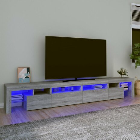 Tv-meubel met LED-verlichting 260x36,5x40 cm grijs sonoma eiken 1