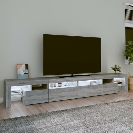 Tv-meubel met LED-verlichting 260x36,5x40 cm grijs sonoma eiken 3