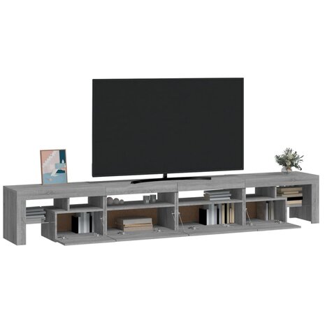 Tv-meubel met LED-verlichting 260x36,5x40 cm grijs sonoma eiken 6