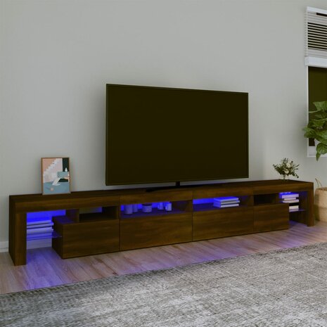 Tv-meubel met LED-verlichting 260x36,5x40 cm bruin eikenkleur 1