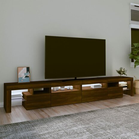 Tv-meubel met LED-verlichting 260x36,5x40 cm bruin eikenkleur 3