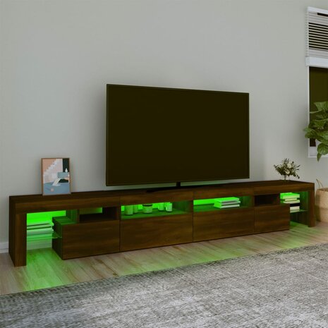 Tv-meubel met LED-verlichting 260x36,5x40 cm bruin eikenkleur 4