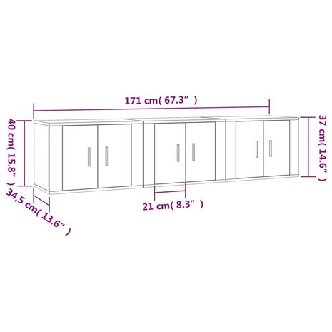 Tv-wandmeubels 3 st 57x34,5x40 cm wit 8