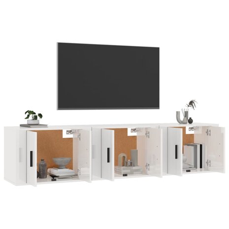 Tv-wandmeubels 3 st 57x34,5x40 cm hoogglans wit 3