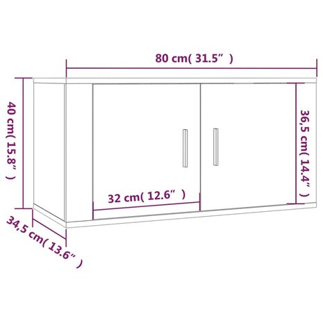 Tv-wandmeubels 2 st 80x34,5x40 cm gerookt eikenkleurig 9