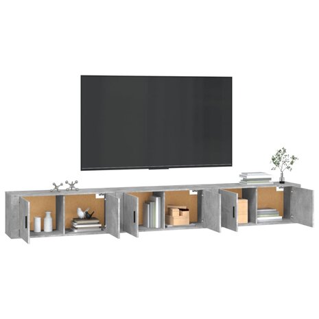 Tv-wandmeubels 3 st 100x34,5x40 cm betongrijs 3