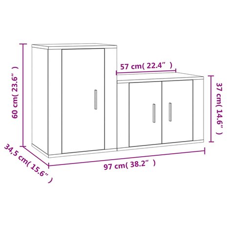 2-delige Tv-meubelset bewerkt hout zwart 10