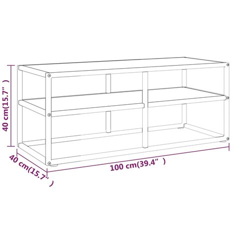 Tv-meubel met wit marmerglas 100x40x40 cm zwart 6