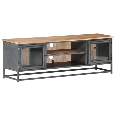 Tv-meubel 120x30x40 cm massief acaciahout en staal grijs 9