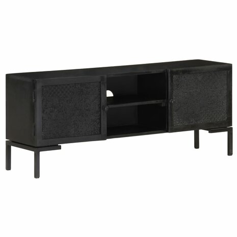 Tv-meubel 115x30x46 cm massief mangohout zwart 1