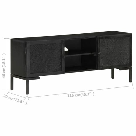 Tv-meubel 115x30x46 cm massief mangohout zwart 7