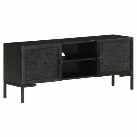 Tv-meubel 115x30x46 cm massief mangohout zwart 8