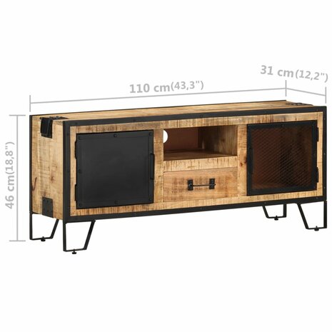 Tv-meubel 110x31x46 cm ruw mangohout 10