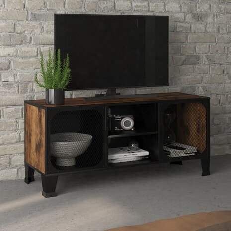 Tv-meubel 105x36x47 cm metaal en MDF rustiek bruin 1