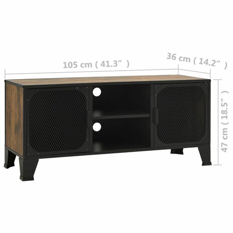 Tv-meubel 105x36x47 cm metaal en MDF rustiek bruin 9