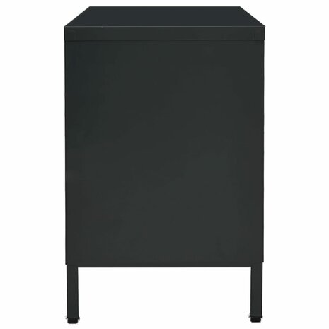 Tv-meubel 105x35x52 cm staal en glas zwart 4