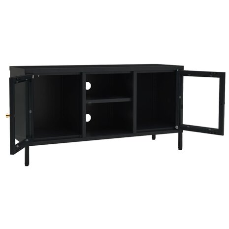 Tv-meubel 105x35x52 cm staal en glas zwart 6