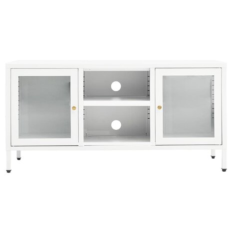 Tv-meubel 105x35x52 cm staal en glas wit 3