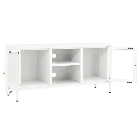 Tv-meubel 105x35x52 cm staal en glas wit 6