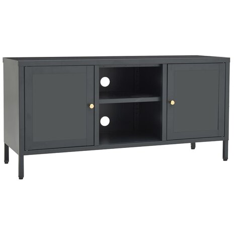 Tv-meubel 105x35x52 cm staal en glas antracietkleurig 2