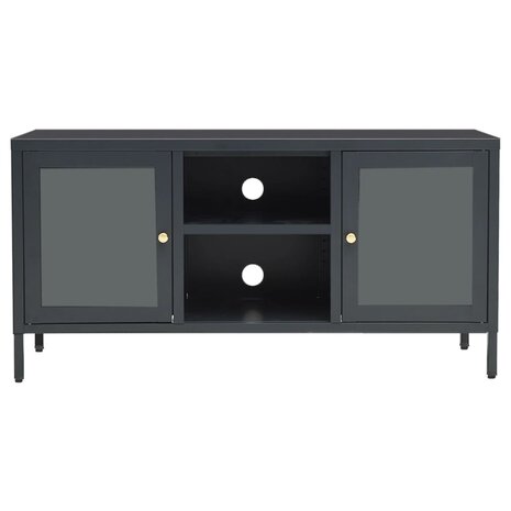 Tv-meubel 105x35x52 cm staal en glas antracietkleurig 3