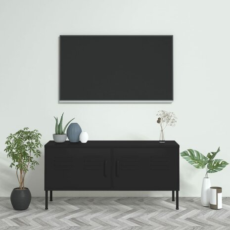 Tv-meubel 105x35x50 cm staal zwart 1