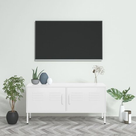 Tv-meubel 105x35x50 cm staal wit 1