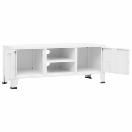 Tv-meubel industrieel 105x35x42 cm metaal wit 6