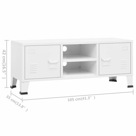 Tv-meubel industrieel 105x35x42 cm metaal wit 9