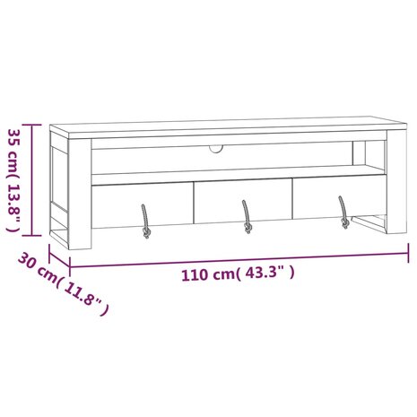 Tv-meubel 110x30x35 cm massief teakhout 8