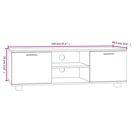 Tv-meubel 120x40,5x35 cm bewerkt hout wit 8