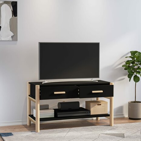 Tv-meubel 82x38x45 cm bewerkt hout zwart 3