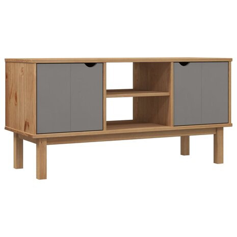 Tv-meubel OTTA 113,5x43x57 cm massief grenenhout bruin en grijs 2