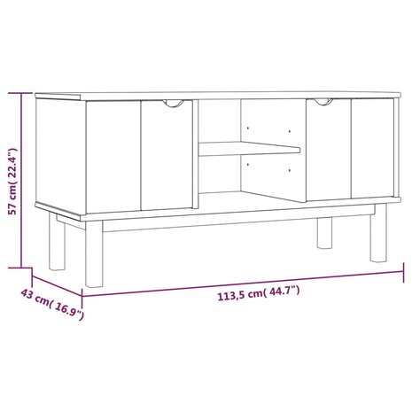 Tv-meubel OTTA 113,5x43x57 cm massief grenenhout bruin en grijs 6