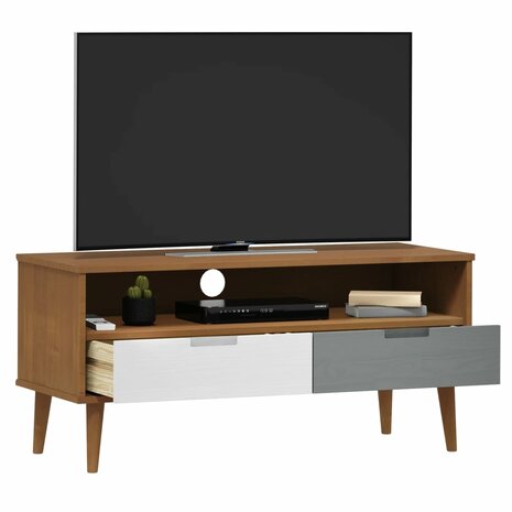 Tv-meubel MOLDE 106x40x49 cm massief grenenhout bruin 3