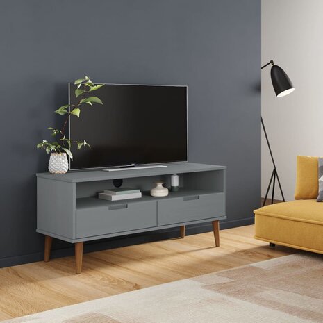 Tv-meubel MOLDE 106x40x49 cm massief grenenhout grijs 1